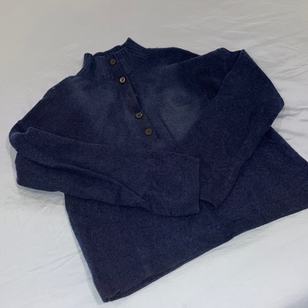 Everlane Navy Button-Up Sweater